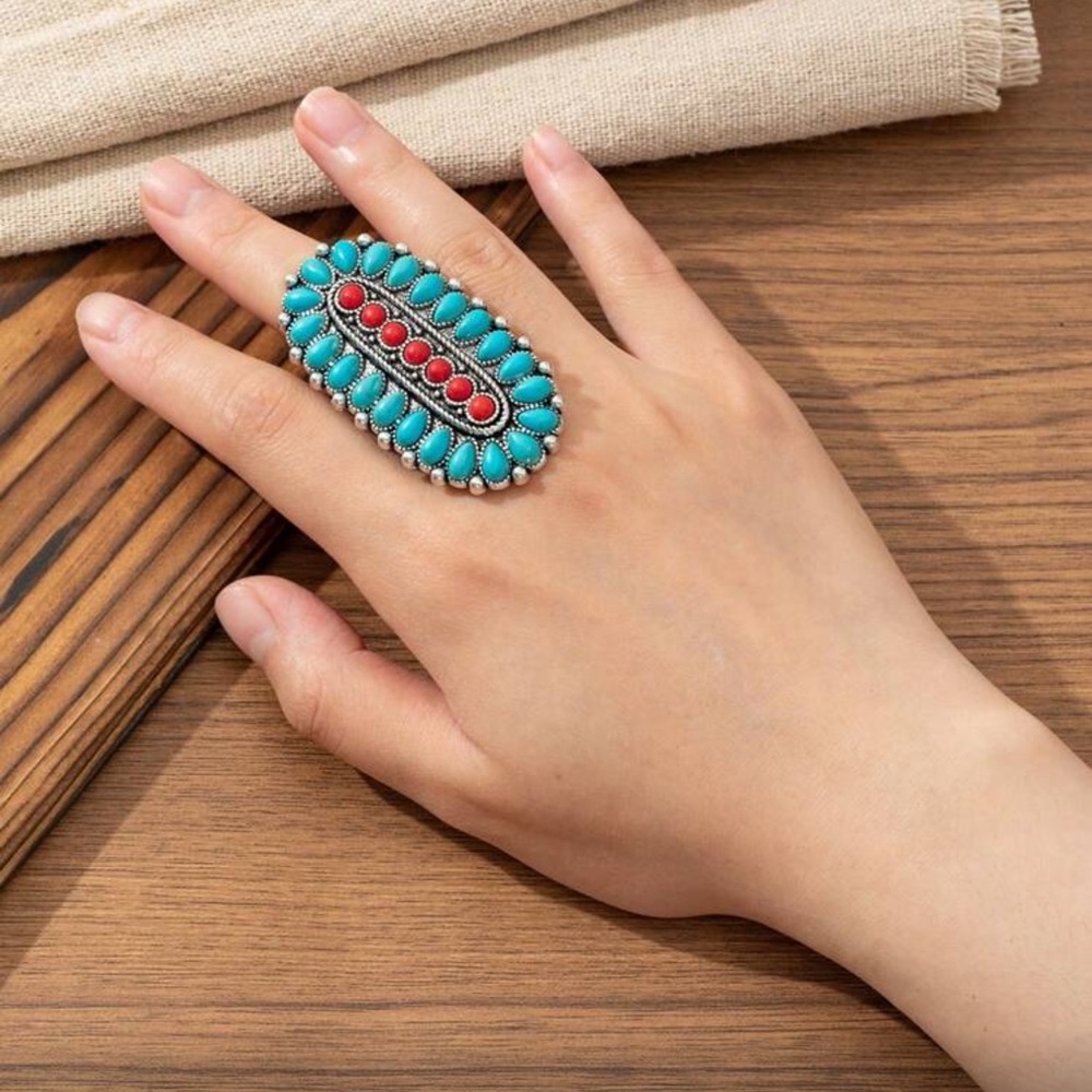 Bohemian Western Multi-Color Statement Rings - Picture 9 of 11